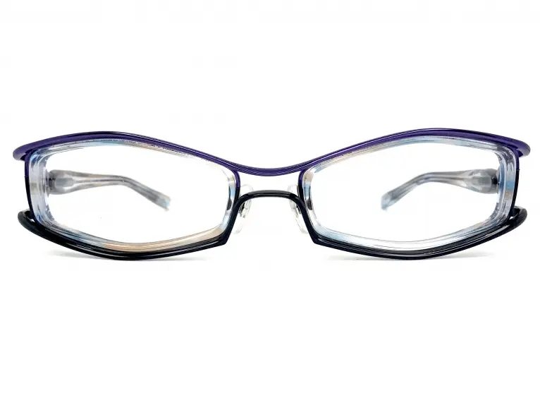 theo 眼鏡 EYE WITNESS 度入り 左右非対称 パープル テオ アイウィット