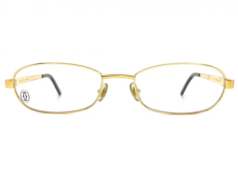 Cartier　フランス製　フルリム メタルオーバル　メガネ NEW CARTIER OVAL SUNGLASSES T8200314 PLATINUM FRAME GREY LENS