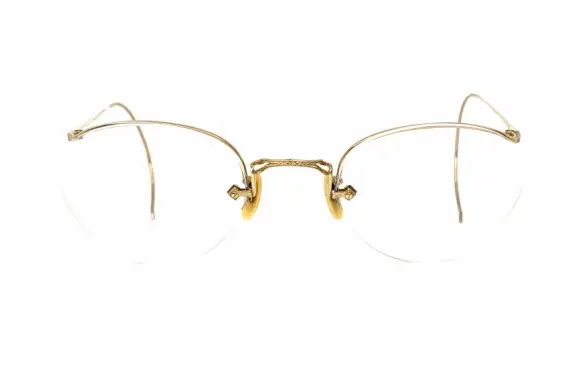 AO 10-12KGF 金張り 縄手式 ワンポイント 縁無し メタルフレーム