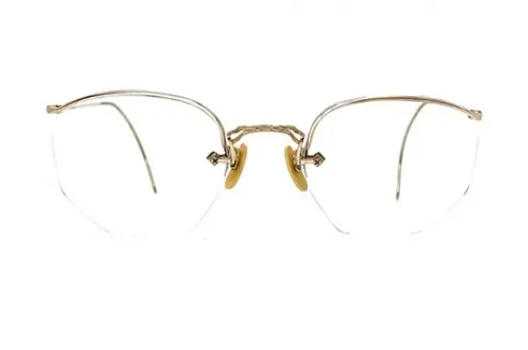 AO 10-12KGF 金張り 縄手式 ワンポイント 縁無し ヴィンテージフレーム