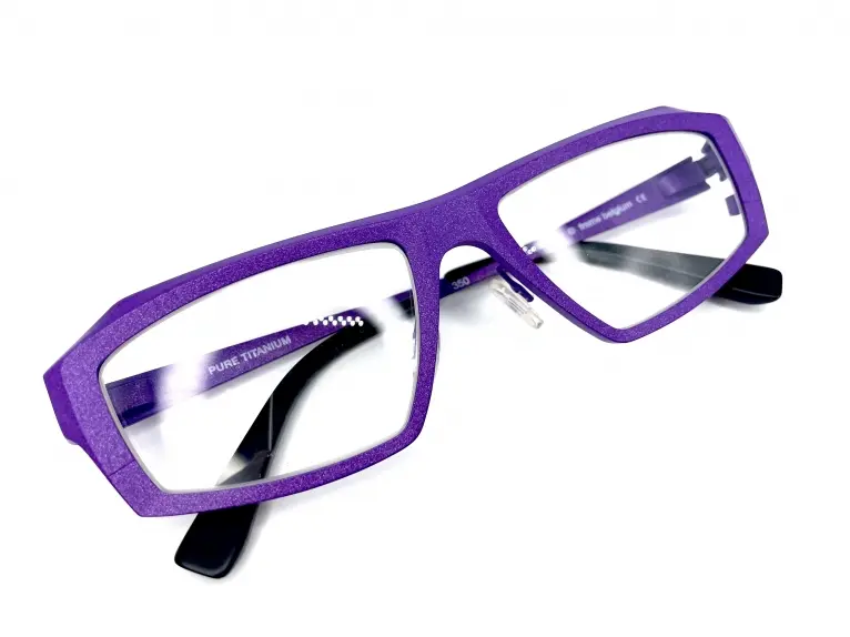 【美品】Theo テオ　眼鏡　メガネ 専用ケース付　パープル テオ Theo｜dillinger 350 PURE TITANIUM｜個性派テオの肉厚ピュア